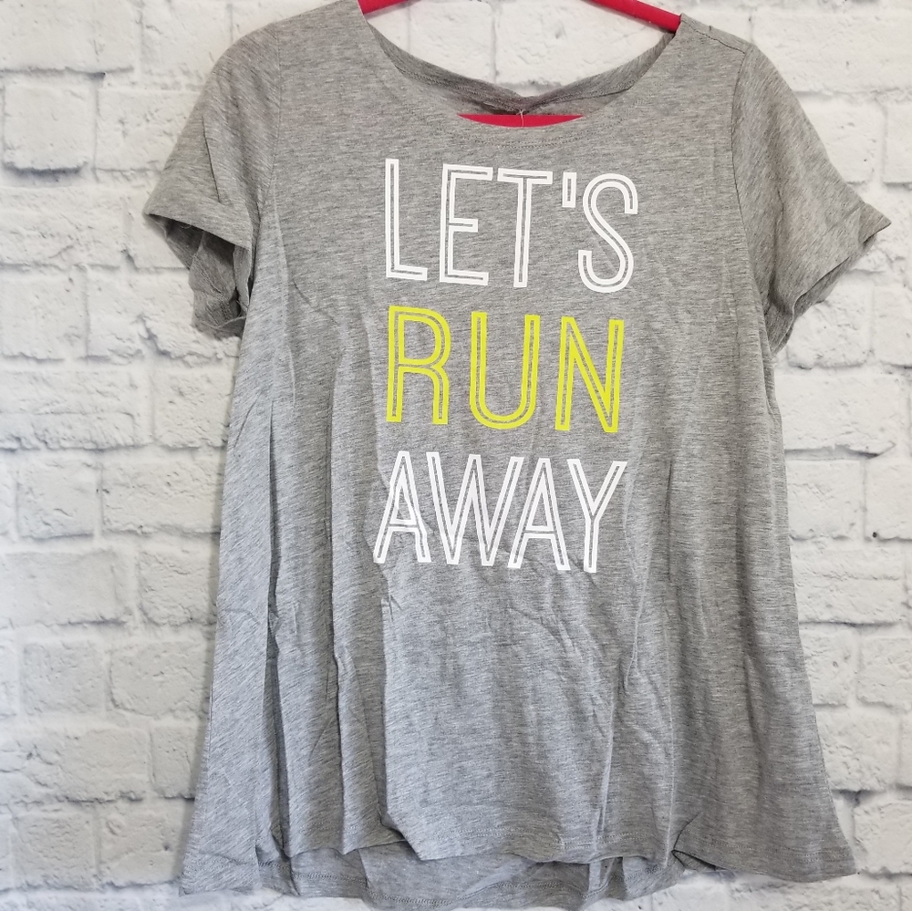 Torrid Active Wear Grey Graphic Tee Let's Run Away Top New Medium
